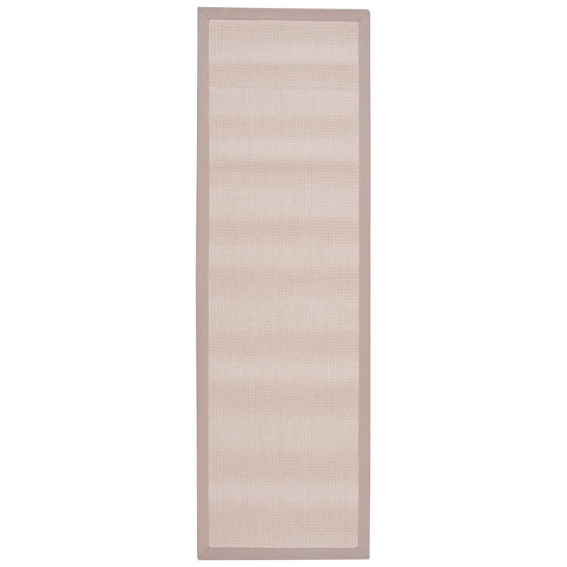 Tapis géométrique beige / brun en laine touffeté à la machine, Tapis de couloir 2 pi 6 po x 8 pi