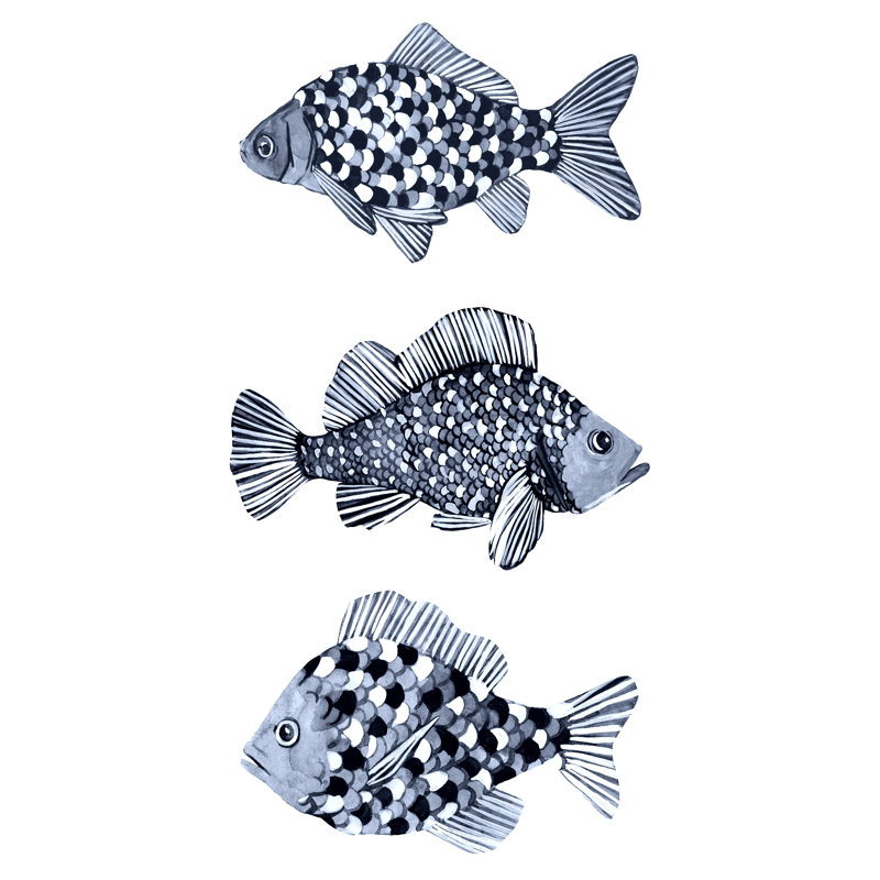 Poisson bleu II, H 30 po x l 20 po x P 1,25 po
