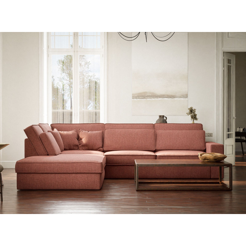 5 Seater Corner Sofa , Coral Polyester