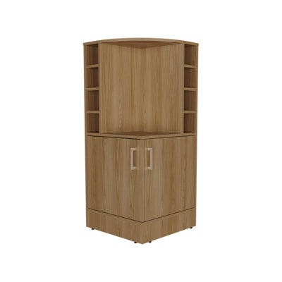 Corner Bar Cabinet With Eight Wine Bottle Cubbies And Double Door, Liquor Cabinet, Storage Cabinet by Latitude Run