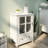 Buffet Storage Cabinet With Single Glass Doors And Unique Bell Handle