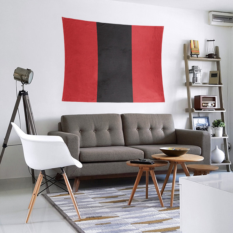 Tapisserie en polyester Carolina, H 51 po x l 60 po, Rouge / noir / rouge