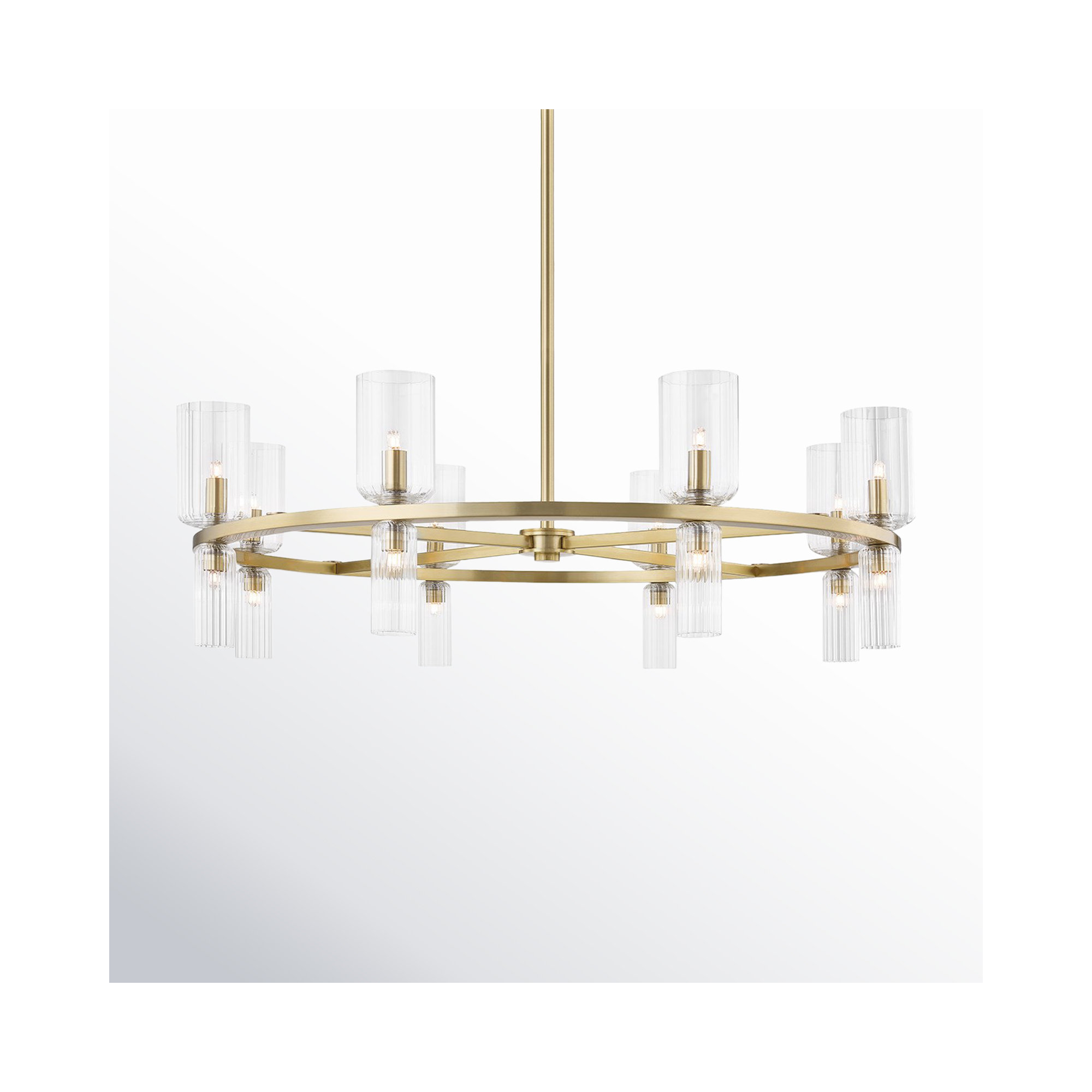 16 - Light Metal Chandelier, Aged Brass