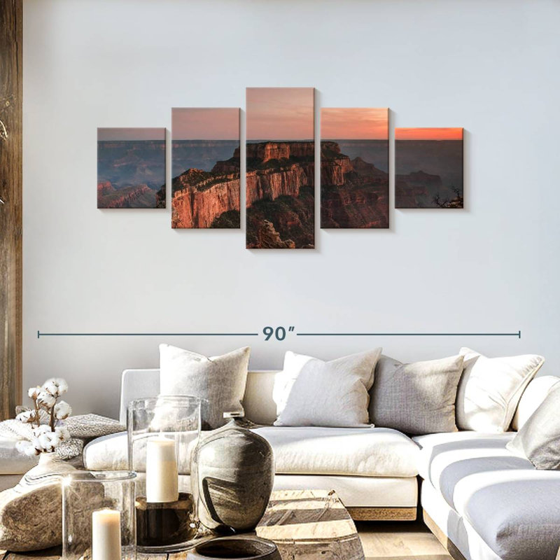 Coucher de soleil spectaculaire sur le Grand Canyon, H 30 po x l 68 po