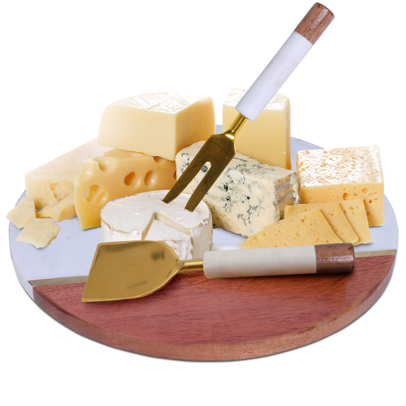 Ensemble de planche à fromage et de couteaux 12 po, Bois / marbre