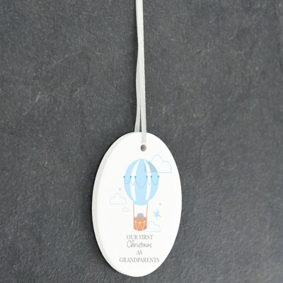 Grandparents 1st Christmas Oval Shaped Ceramic Ornament
