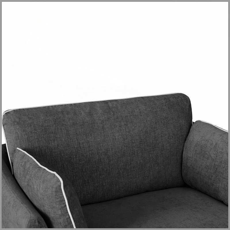 Canapé-lit 51,2 po Modern, Black Chenille