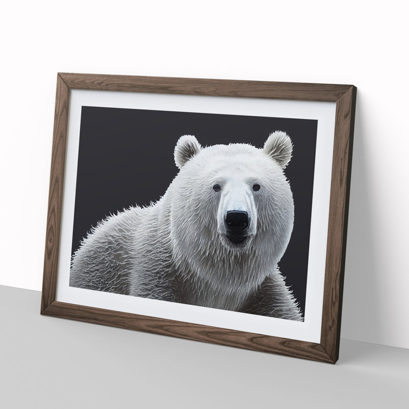 Dynamic Polar Bear - Framed Print, 46cm H x 64cm W x 2cm D, Walnut