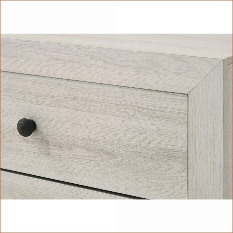 Table de chevet à 2 tiroirs Rustic, Blanc