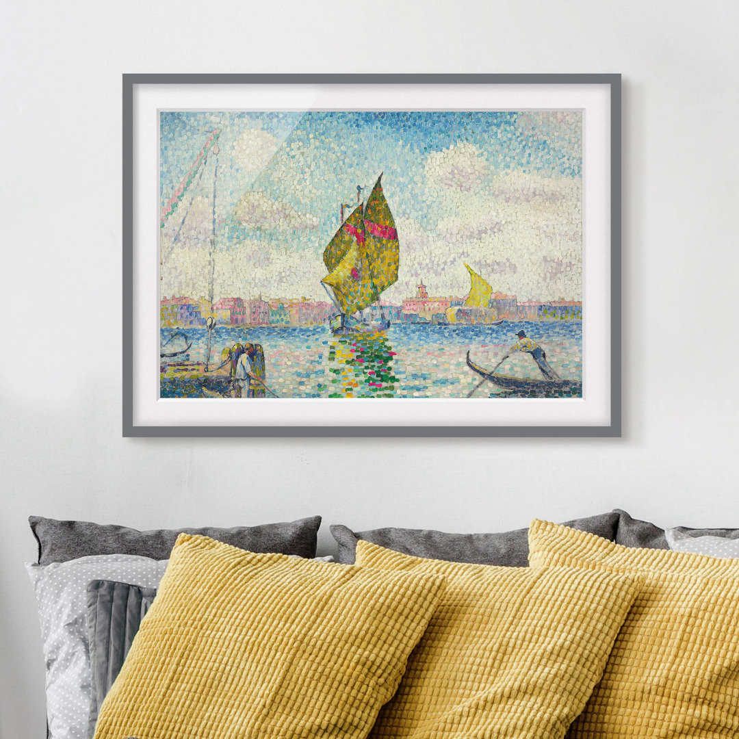 Gerahmtes Poster Segelboote auf der Giudecca von Henri Edmond Cross