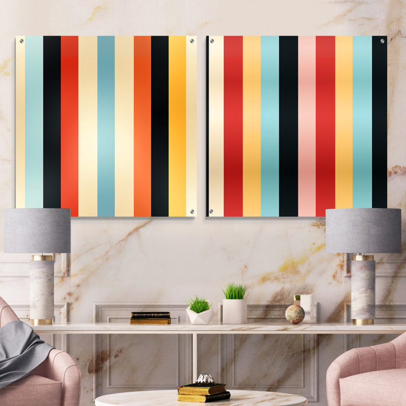 Needham - Ensemble de 2 peintures murales abstraites en acrylique, H 16 po x l 33 po