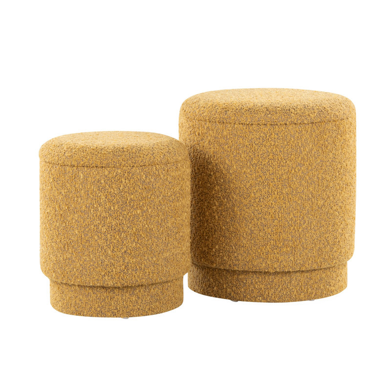Ottoman Set In Yellow Fabric