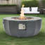Foyer d'extérieur rond en béton 50000 36 pouces pour l'extérieur, gris avec accents blancs, allumage par impulsion, patio au propane à deux niveaux de réglage de la flamme, béton, réglable, pierres de lave