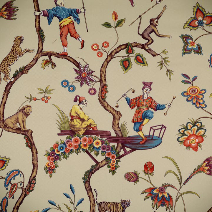 Chinoise Exotique Fabric, Ecru