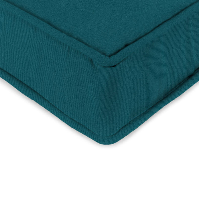 22 in x 45 in Outdoor Deep Seat Cushion Set with Ties, Canvas Teal