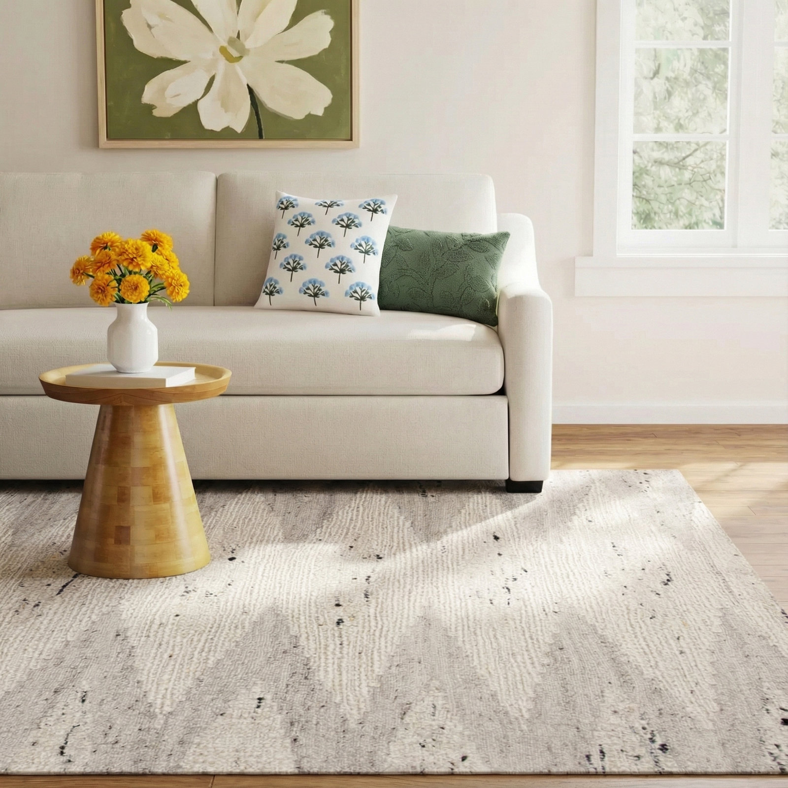 Homer Handmade Ivory Rug, Rectangle 8' x 10'