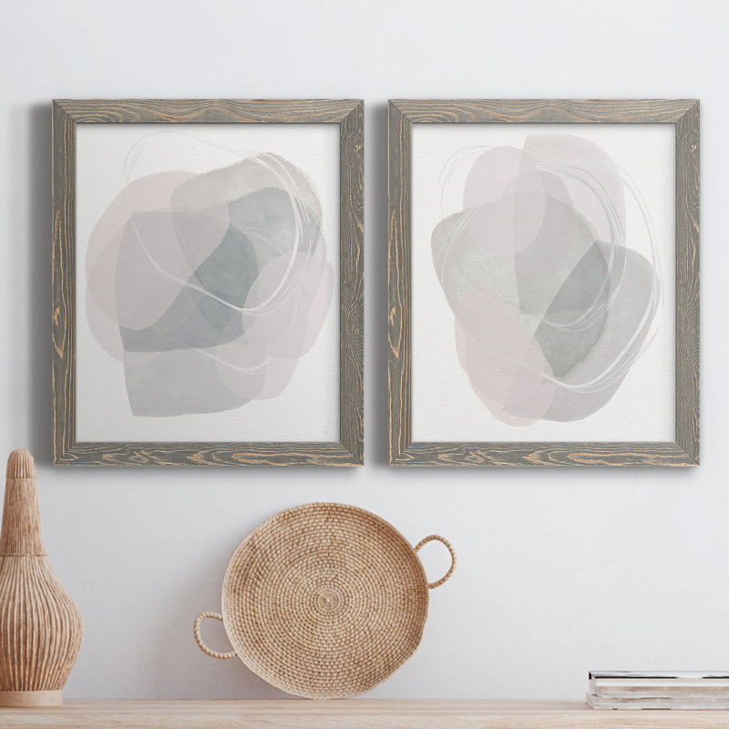 River Jewels I - ensemble de 2 peintures sur toile encadrées, H 20 po x l 34 po x P 1,5 po, Encadré gris