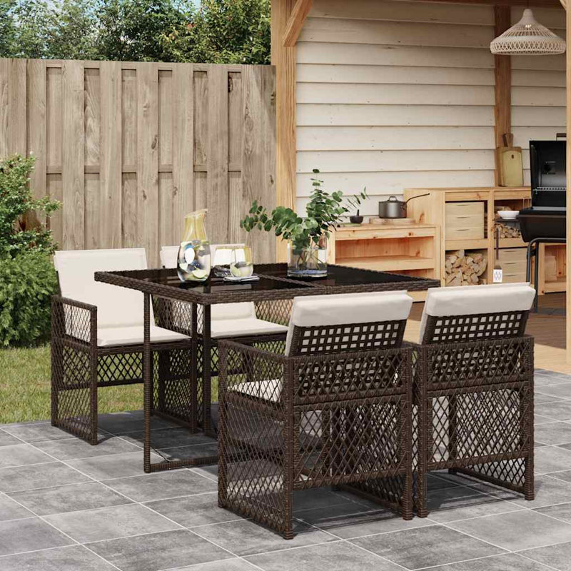 Patio Dining Set with, Cream White, Brown