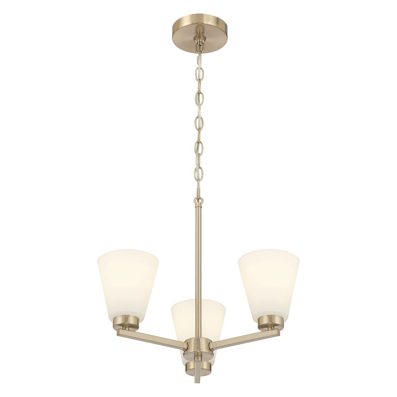 Merity 18" Wide 3-Light Chandelier, Modern Gold