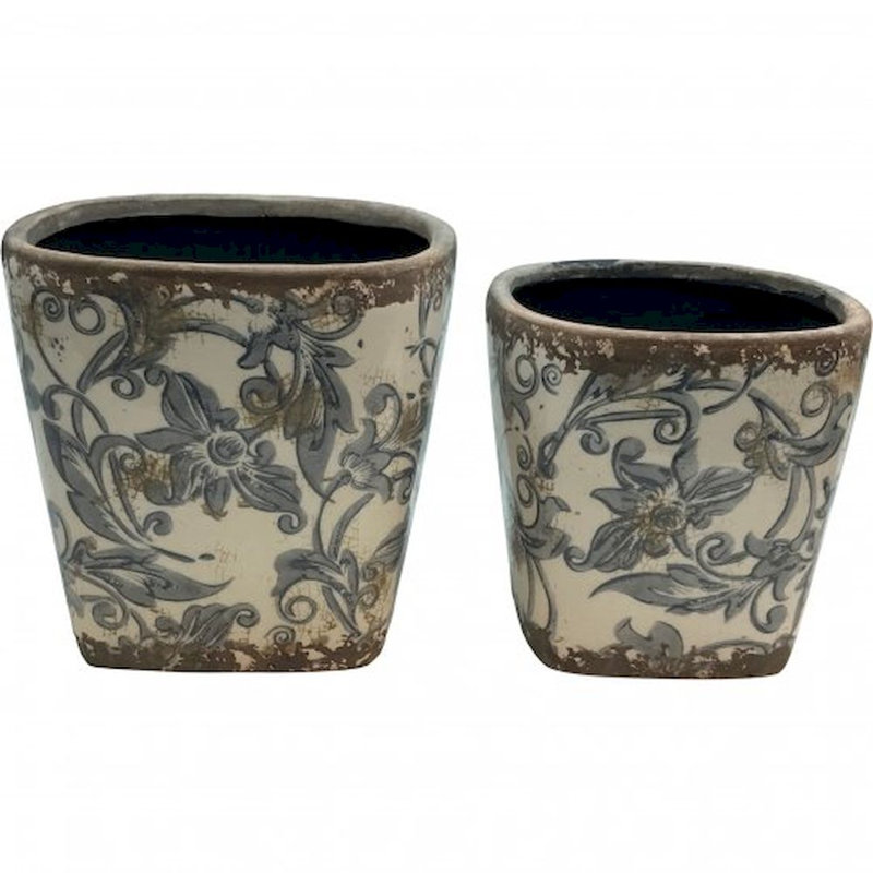 Ensemble de pots à fleurs en céramique émaillée 2 pièces Jessamy