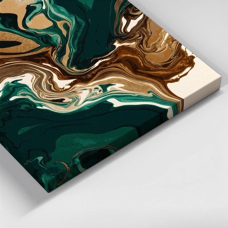 Abstrait art fluide sur toile verte 84, H 10 po x l 8 po