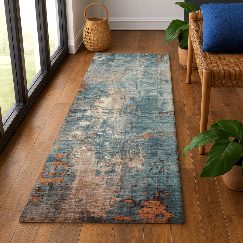 Premium Machine Washable Medena AMF1870 Abstract Rug, Runner 2'3" x 7'6"