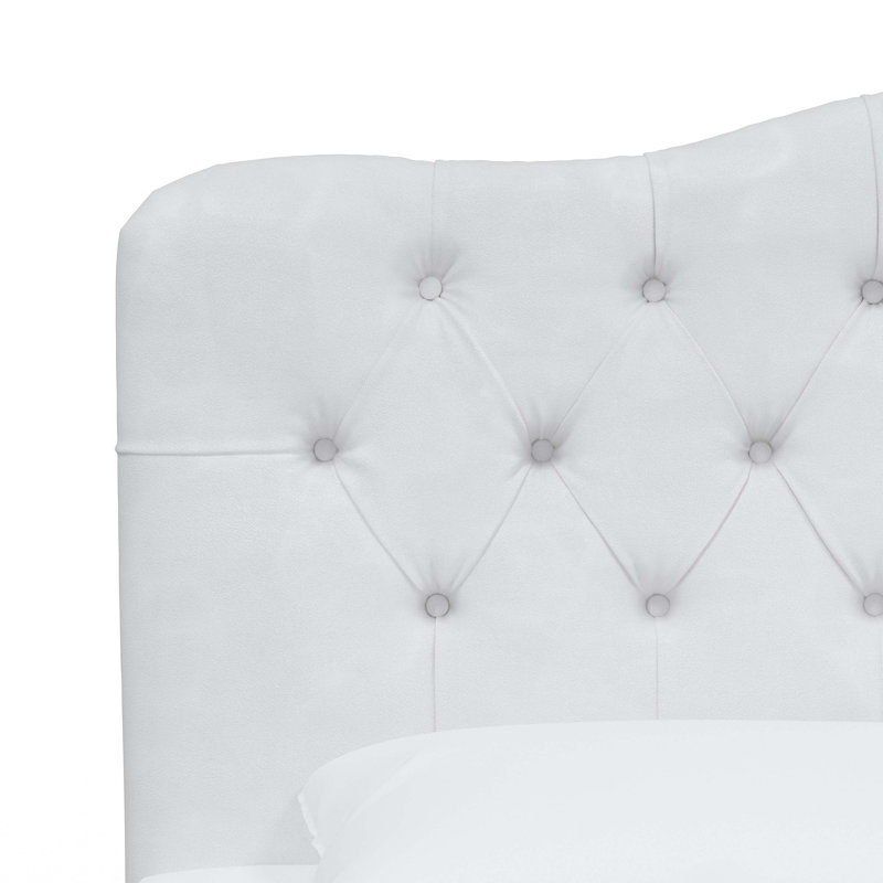 Lit tapissier capitonné Alencon, Double, Velours blanc classique