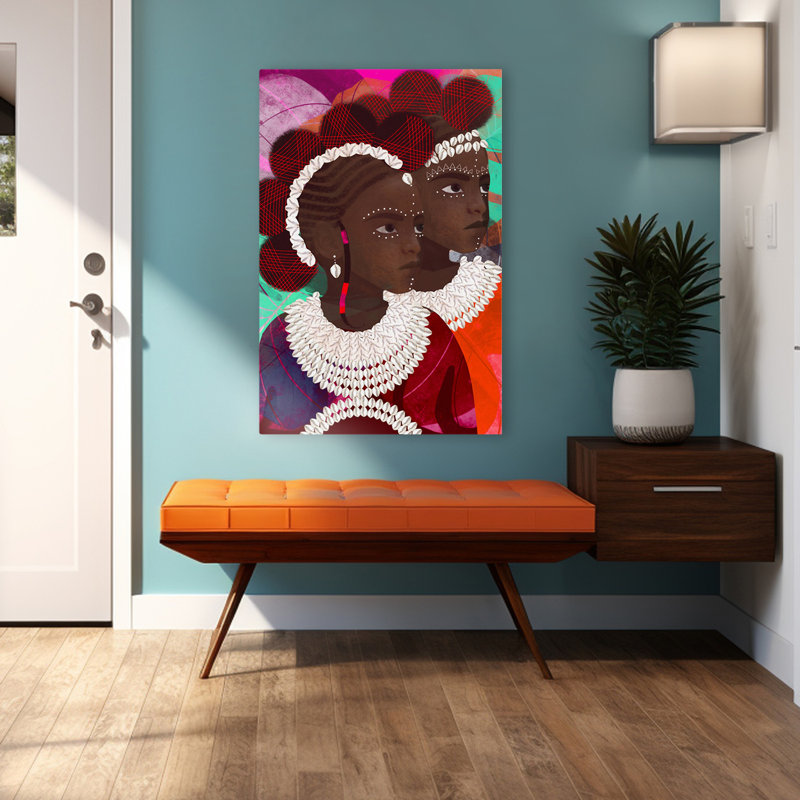 Gémeaux - Art figuratif contemporain multicultures pour enfants, H 48 po x l 32 po