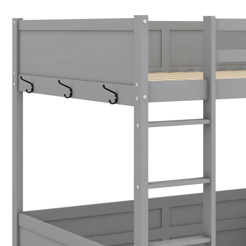 Grand lit superposé équipé de tablettes intégrées, d'un compartiment de rangement, d'un éclairage à DEL et d'un port de chargement USB