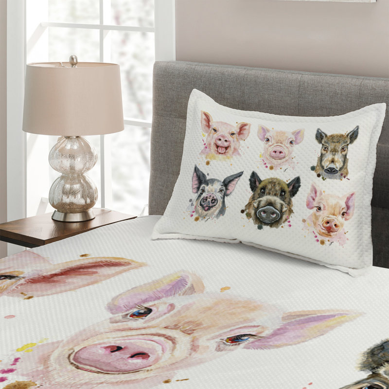 Farmhouse / Country Polyester Coverlet, Twin Bedspread + 1 Sham