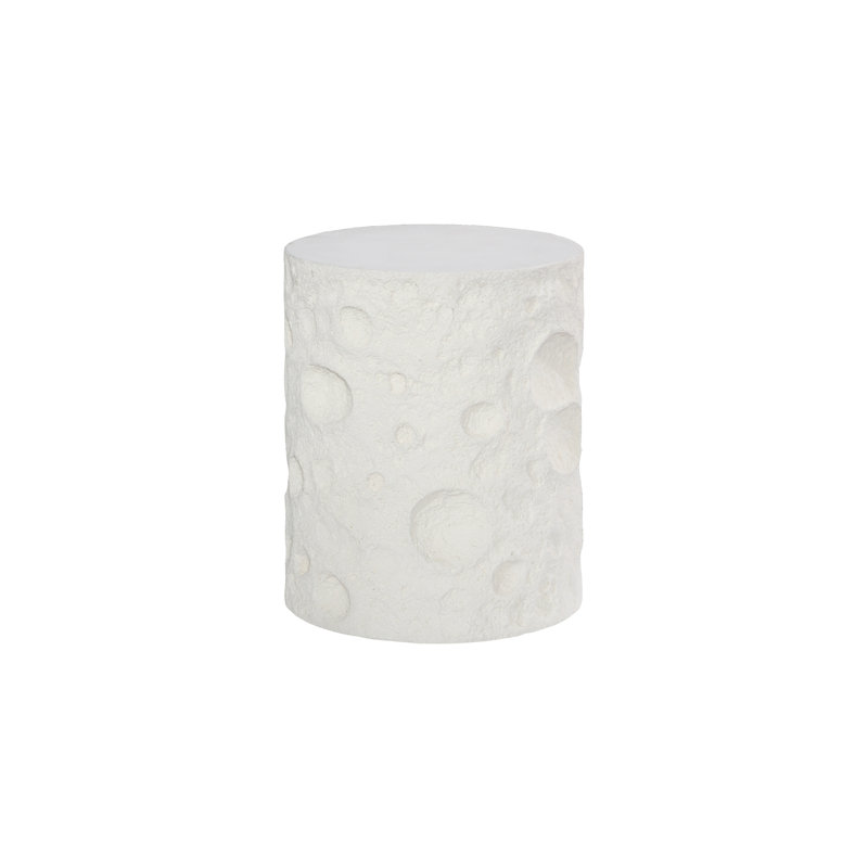 Crater Side Table, Black Stone, White
