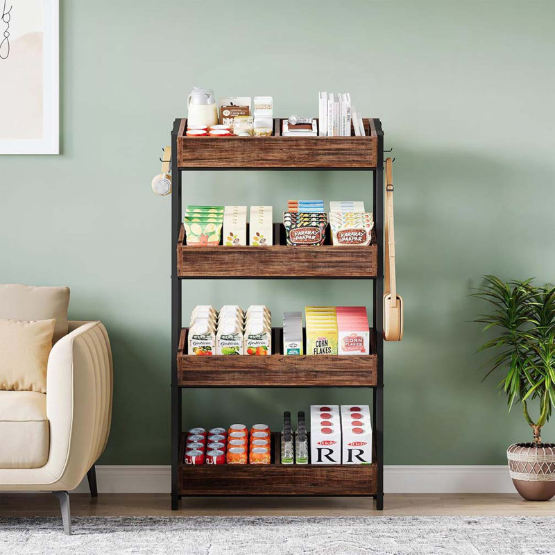 4-Tier Retail Display Rack with Hooks