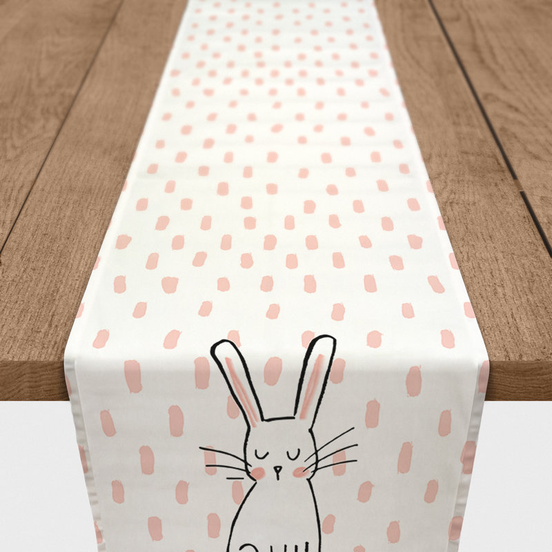 Biggins Cute Bunny Cotton Table Runner, 90" L x 16" W