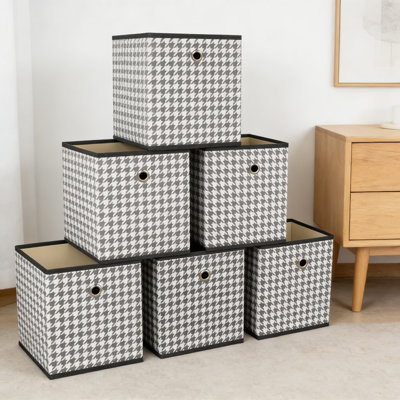 Foldable Fabric Storage Cubes With Dual Handles - Collapsible Organizer Bins For Home, Closet, And Toy Storage, Set Of 6