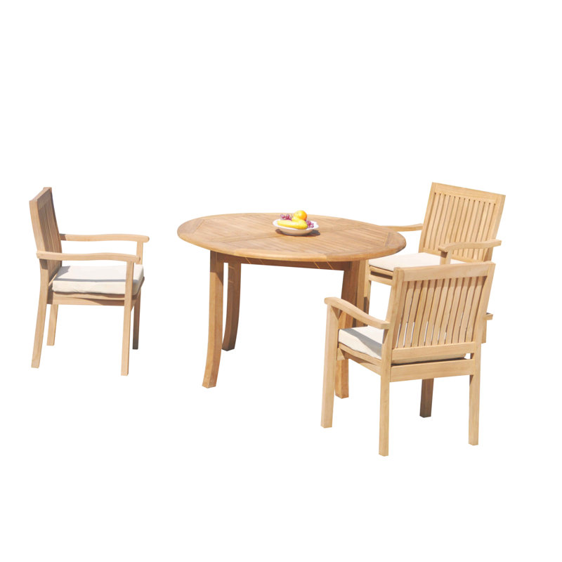 Ensemble de salle à manger en teck Mashburn, L 48 po x l 48 po x H 30,5 po, 6