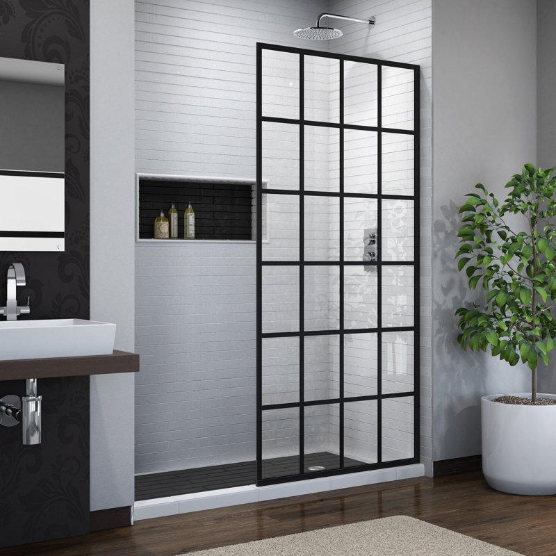French Linea 34" W x 72" H Frameless Shower Door with ClearMax™ Technology, Pattern