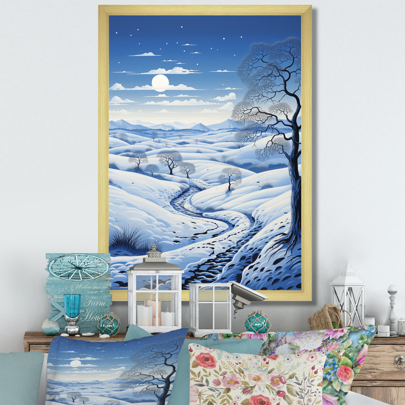 Snow Winters Solitude V - impression, H 32 po x l 24 po x P 1 po, Encadrement doré