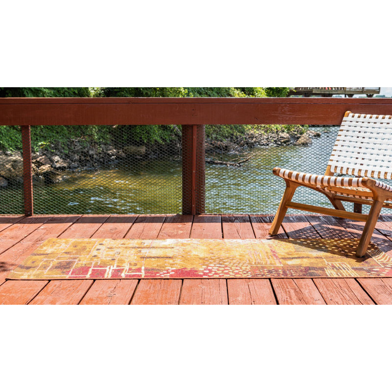 Dimond Washable Abstract Indoor / Outdoor Rug, Runner 2'7" x 7'