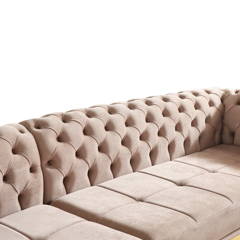 Canapé en velours de 108 po Dikshant, Velours taupe