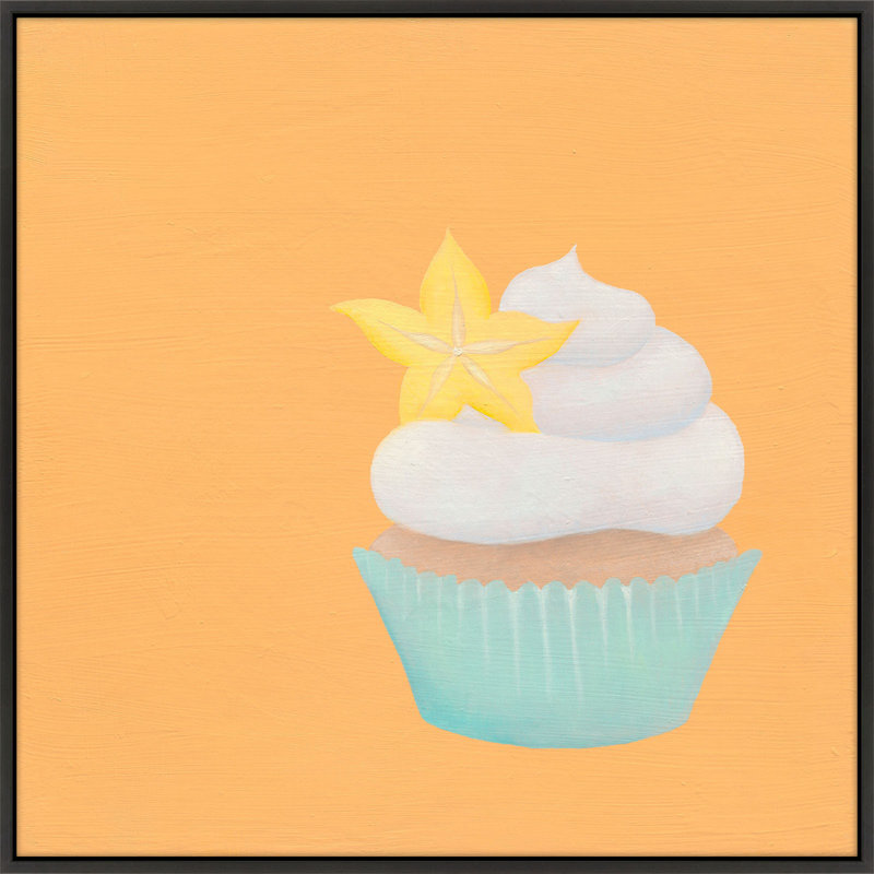«Starfruit Cupcake» par Katy Montica - peinture encadrée, Toile encadrée noire, L 20 po x H 20 po x P 1,38 po