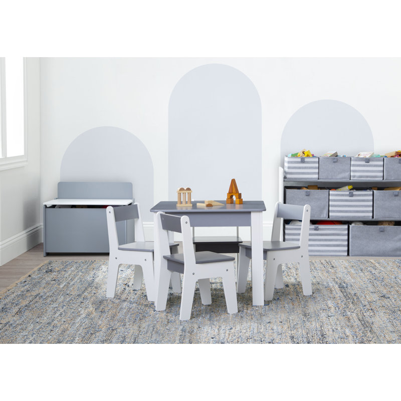 Grey and White Modern Toy Box with Safety Lid
