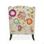 Fauteuil à oreilles à oreilles, velours floral et léopard, bleu sarcelle et jaune-or-1800619759