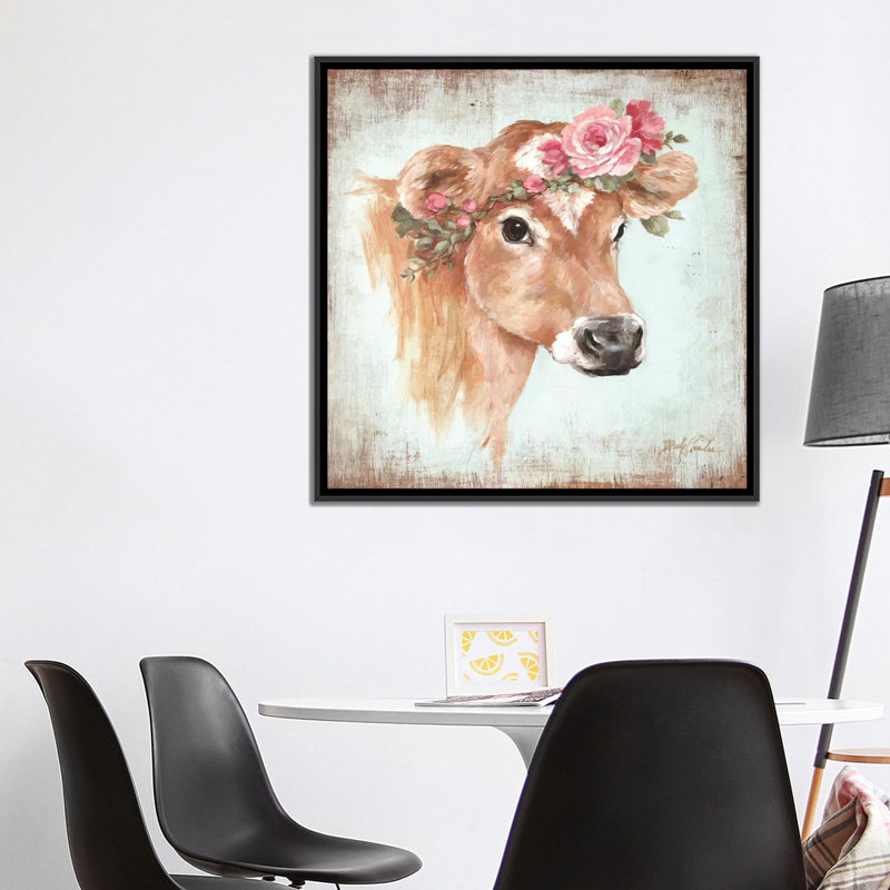 « rosie », reproduction sur toile, H 37 po x l 37 po x P 1,5 po, Toile avec cadre flottant noir, Pas de tapis