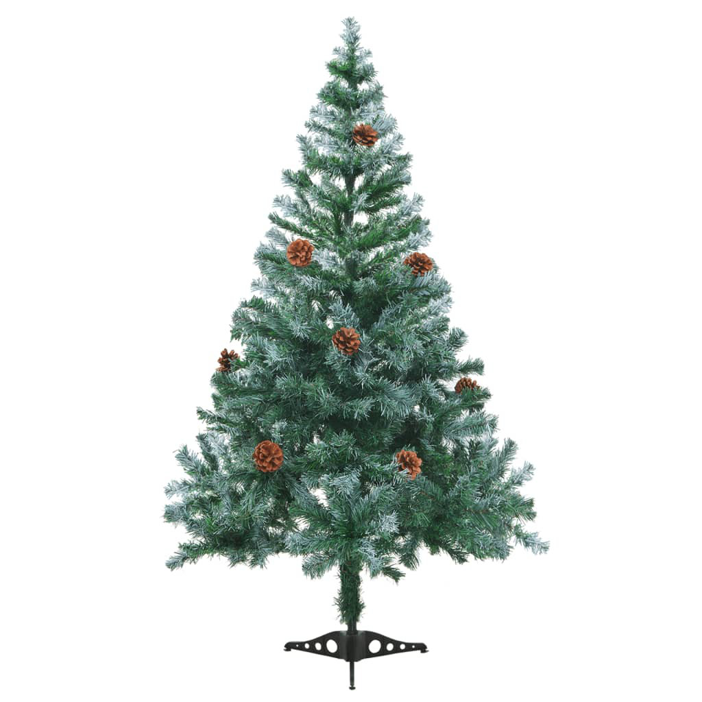 Künstlicher Weihnachtsbaum 180 cm Schwarz mit LED-Leuchten in Kaltweiß, Weihnachtsbaumkugeln und Ständer