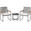 Ensemble de meubles de patio 3 pièces en osier avec chaises rembourrées et table d'appoint avec coussins rembourrés