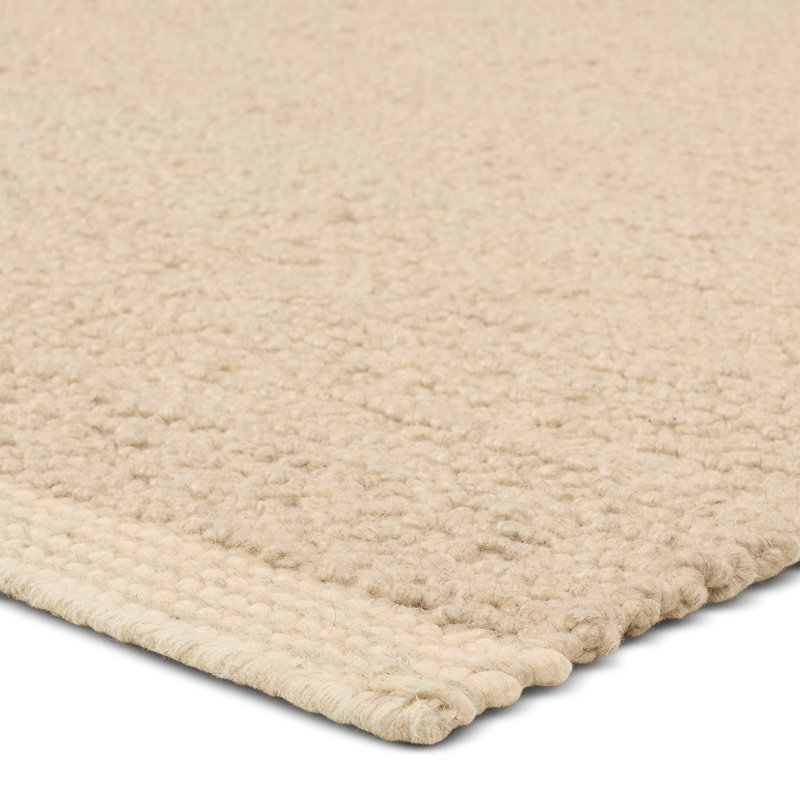 Vestra Handwoven Wool Blend Solid Tan Area Rug, Rectangle 7'9" x 9'9"