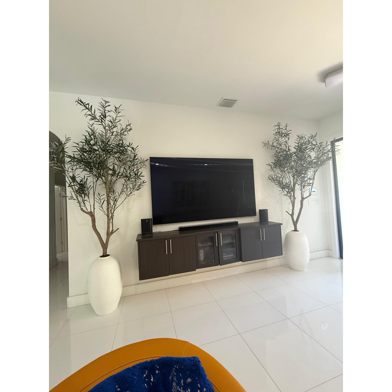 Artificial Olive Tree In White Konos Vase, White