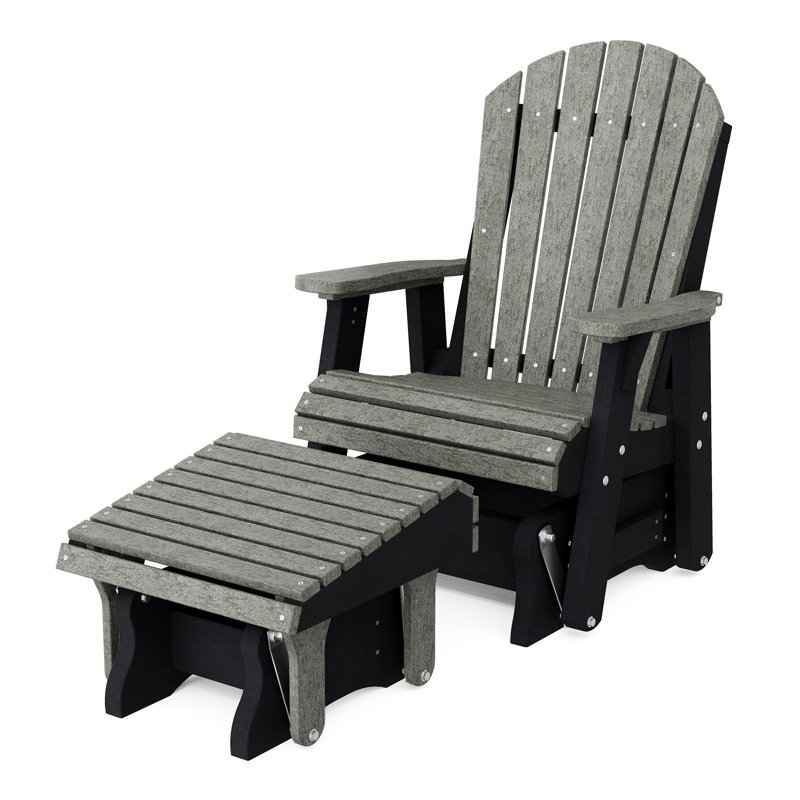 Fauteuil oscillant simple avec repose-pieds Heritage, Gris foncé / Noir