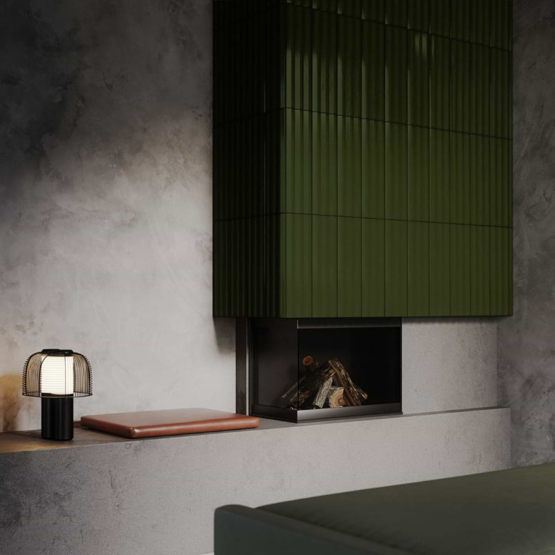 Ponto 5x16 Fluted 3D Polished Porcelain Tile, Verde Green