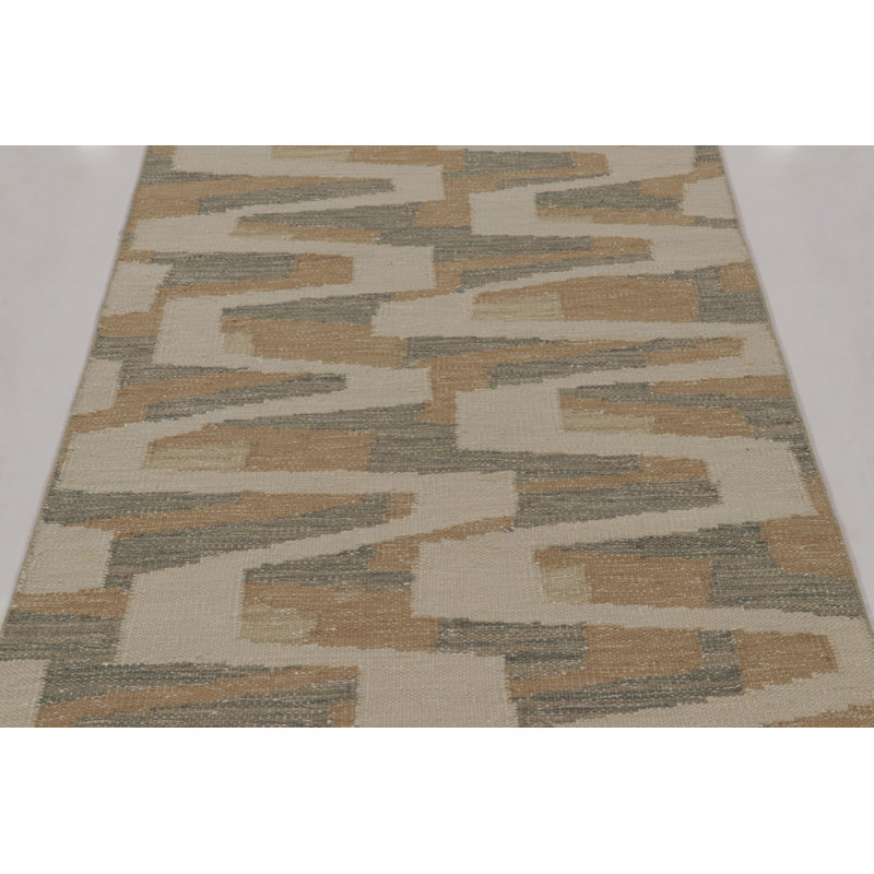 Scandinavian Wool Area Rug in Beige/Brown, Gray/Silver, White/Cream